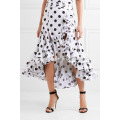 New Fashion Asymmetric Ruffled Polka-dot Cotton Midi Skirt DEM/DOM Manufacture Wholesale Fashion Women Apparel (TA5168S)